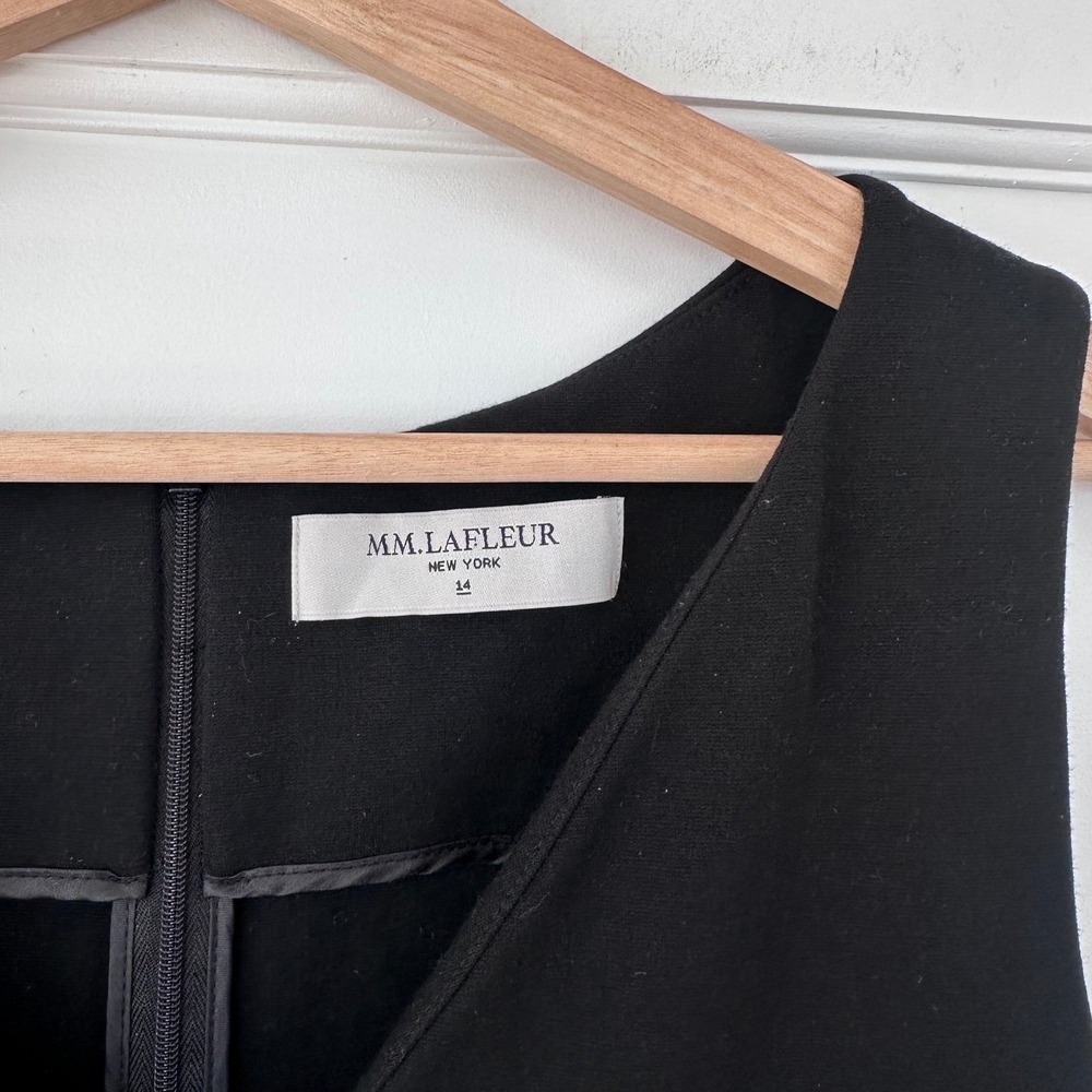 MM.LaFleur Rachel Dress Black V-Neck Sleeveless Sheath Ponte Knit Size 14 - Picture 5 of 12